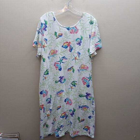 Fresh Produce T-shirt Rainbow AQM Sun Catcher Tropical Fish Print Midi Dress NWT - Picture 2 of 7